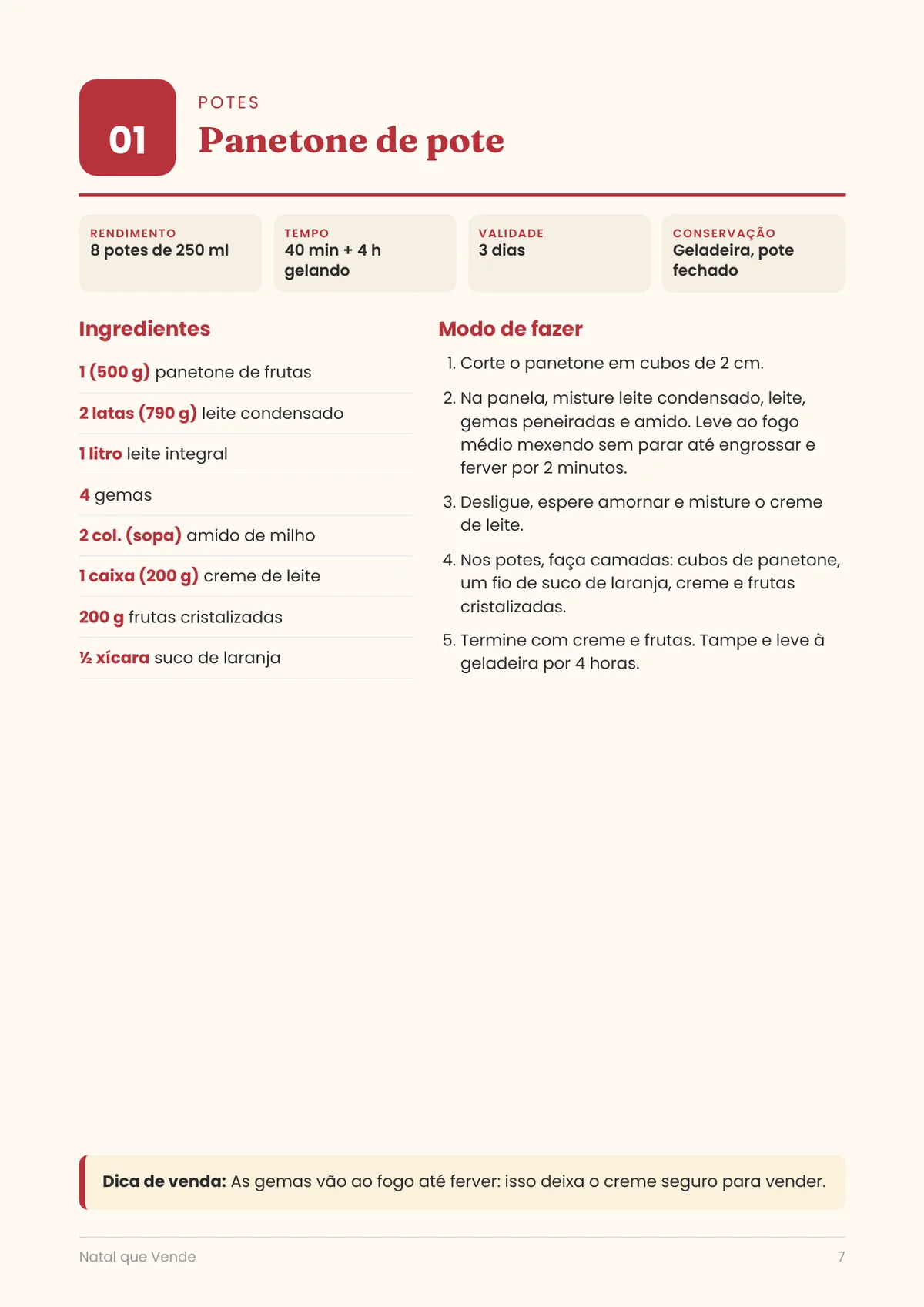 Página real do PDF Natal que Vende: página de receita
